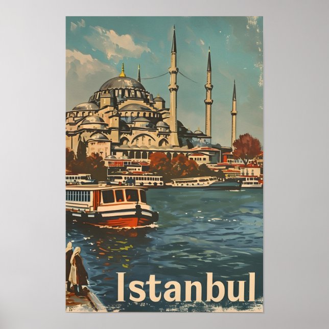 Istanbul Blue Mosque Vintage Poster (Front)