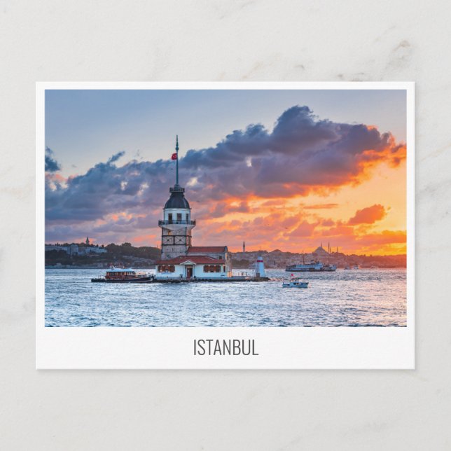 Istanbul - Bosphorus Strait and Maiden Tower Holiday Postcard (Front)