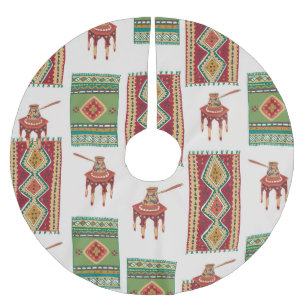 Istanbul Carpets Coffee: Vintage Pattern Brushed Polyester Tree Skirt