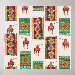 Istanbul Carpets Coffee: Vintage Pattern Poster