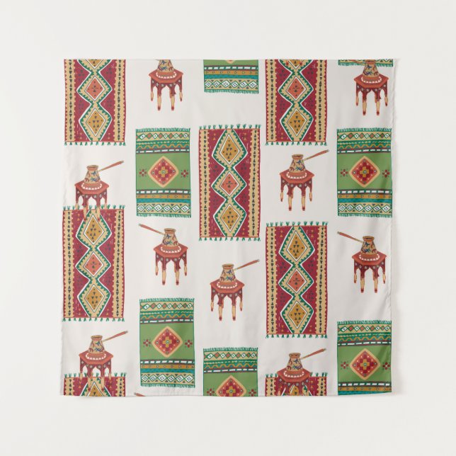 Istanbul Carpets Coffee: Vintage Pattern Tapestry (Front)