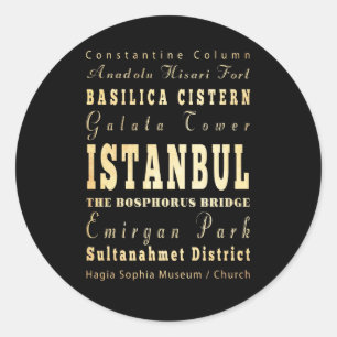 Istanbul City of Turkey Typography Art Classic Round Sticker