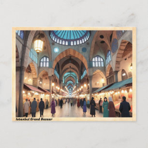 Istanbul Grand Bazaar Vintage Travel Postcard