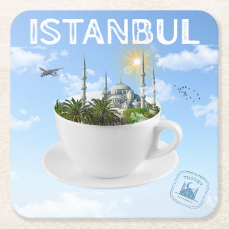 Istanbul in a Teacup - Skyline - Turkish Gift Square Paper Coaster
