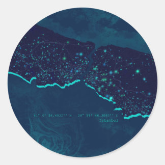 Istanbul Space Night View Circle Sticker