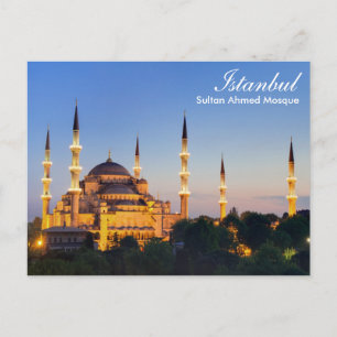 Istanbul - Sultan Ahmed Mosque at night postcard