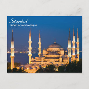 Istanbul - Sultan Ahmed Mosque at night postcard