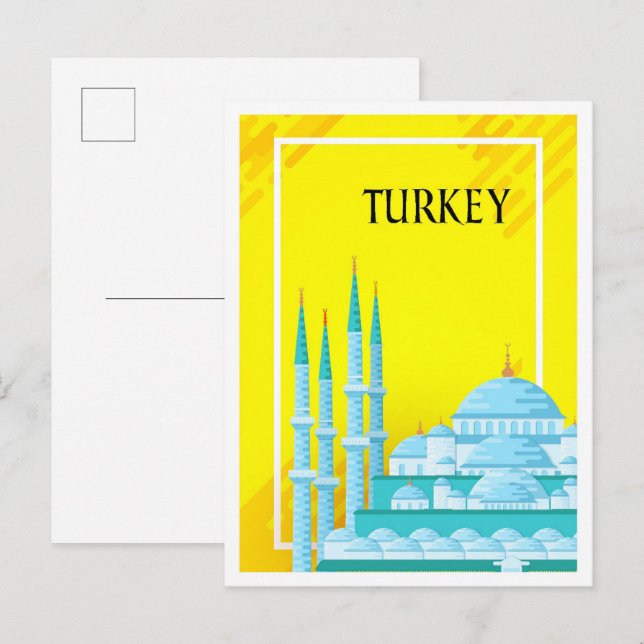 Istanbul Turkey Art Travel Illustration Postcard (Front/Back)