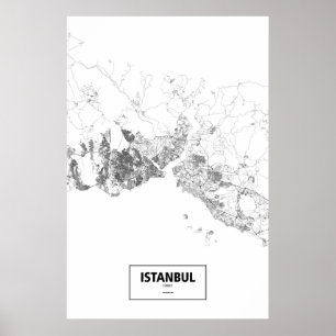 Istanbul, Turkey (black on white) Poster