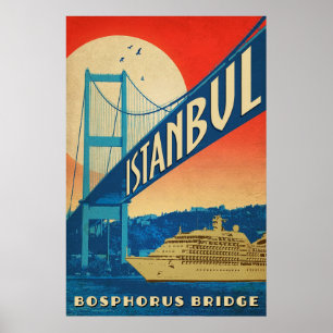 Istanbul, Turkey, Bosphorus bridge,tourist cruiser Poster