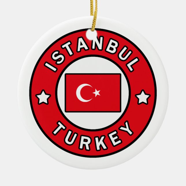 Istanbul Turkey Ceramic Tree Decoration (Front)