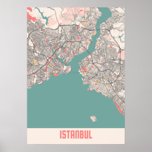 Istanbul - Turkey Chalk City Map Poster