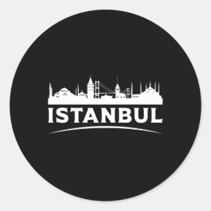 Istanbul Turkey City Cityscape Skyline Funny Gift Classic Round Sticker