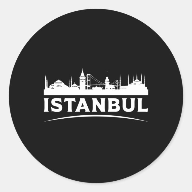 Istanbul Turkey City Cityscape Skyline Funny Gift Classic Round Sticker (Front)