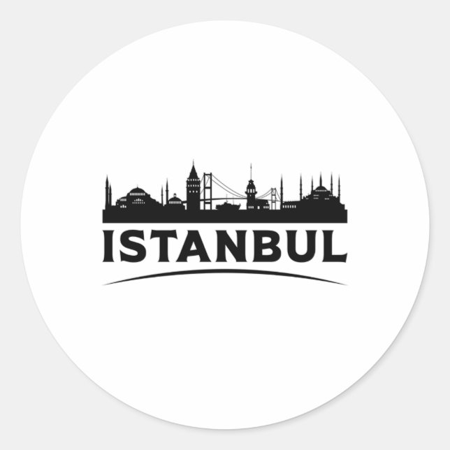 Istanbul Turkey City Cityscape Skyline Gift Idea Classic Round Sticker (Front)