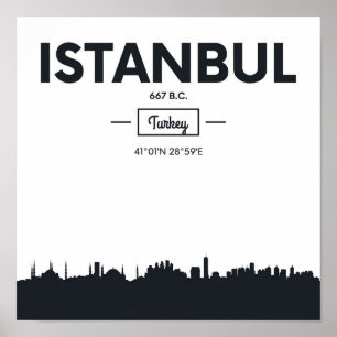 Istanbul, Turkey City Coordinates Poster