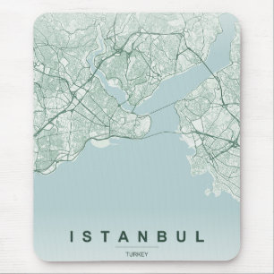 Istanbul Turkey City Map Minimal Design Mouse Mat