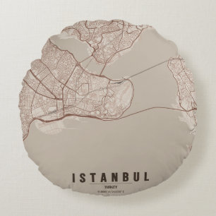 Istanbul Turkey City Map Minimal Design Notebook Round Cushion