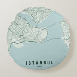 Istanbul Turkey City Map Minimal Design Notebook Round Cushion