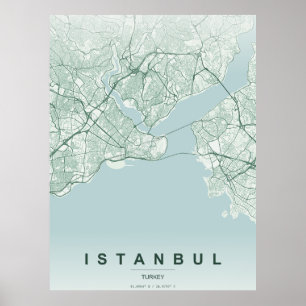 Istanbul Turkey City Map Minimal Design Poster