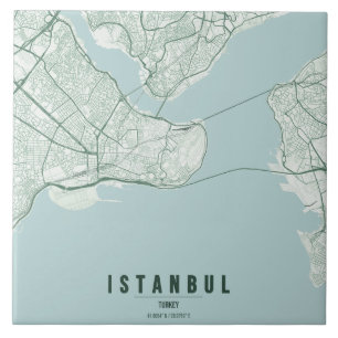 Istanbul Turkey City Map Minimal Design Tile