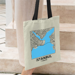 Istanbul, Turkey City Map Tote Bag