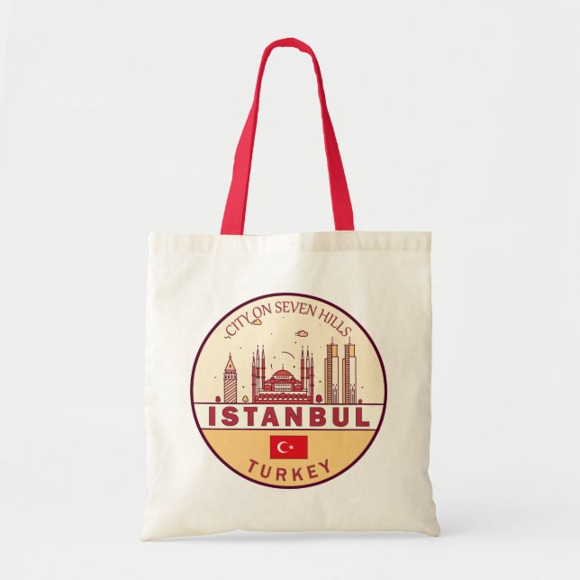 Istanbul Turkey City Skyline Emblem Tote Bag (Front)
