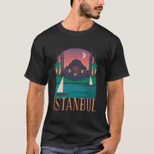 Istanbul Turkey City Skyline Silhouette Outline Sk T-Shirt