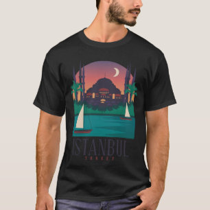 Istanbul Turkey City Skyline Silhouette Outline Sk T-Shirt