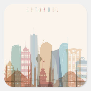 Istanbul, Turkey City Skyline Square Sticker