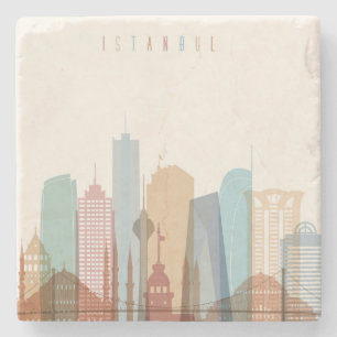 Istanbul, Turkey   City Skyline Stone Coaster