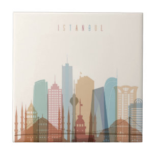 Istanbul, Turkey City Skyline Tile