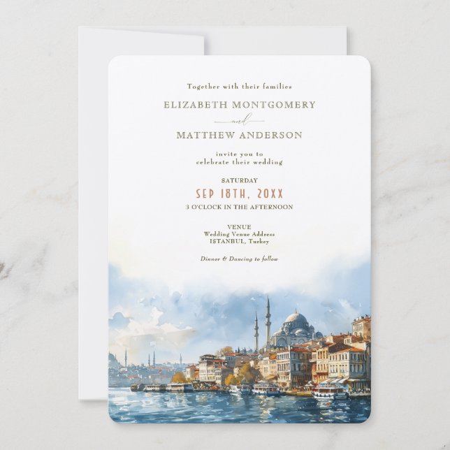 Istanbul Turkey Destination Wedding Invitation (Front)