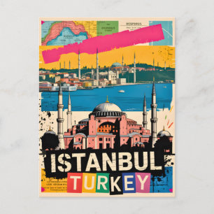 Istanbul Turkey Hagia Sophia Retro Pop Art Travel Postcard