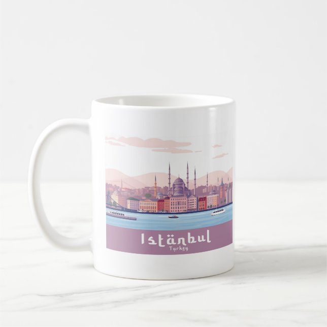 Istanbul Turkey Pastel Travel Design Coffee Mug (Left)