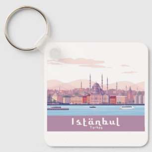 Istanbul Turkey Pastel Travel Design Key Ring