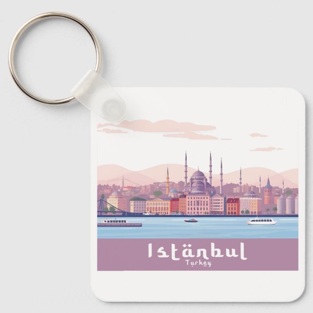 Istanbul Turkey Pastel Travel Design Key Ring (Front)