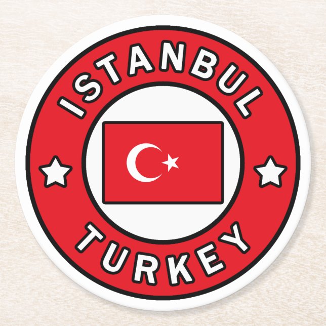 Istanbul Turkey Round Paper Coaster (Front)