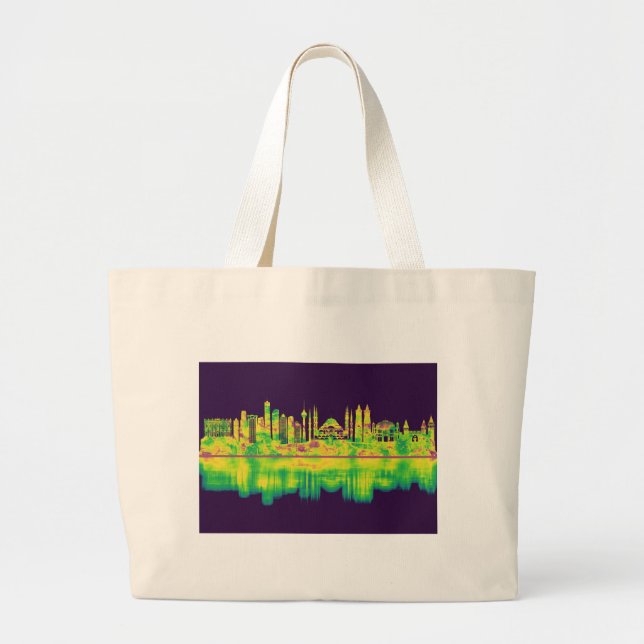 Istanbul Turkey Skyline Large Tote Bag (Front)