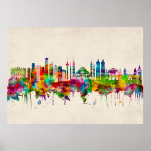 Istanbul Turkey Skyline Poster