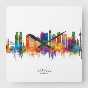 Istanbul Turkey Skyline Square Wall Clock