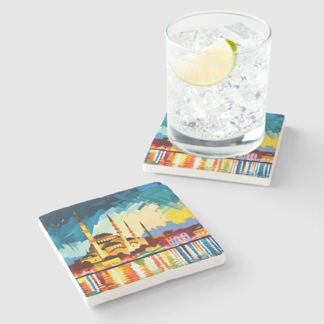 Istanbul Turkey Souvenir  Stone Coaster (Side)