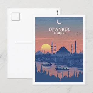 Istanbul Turkey Vintage Famous Travel Place Postcard