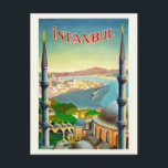 Istanbul Turkey Vintage Poster 1939 Postcard<br><div class="desc">Vintage travel poster from Istanbul, Turkey. Published in 1939. Please note that our posters are high quality reproductions based on professional, very high resolution scans off the originals. Our manual retouching process does not involve the use of filters that remove any original details or texture that you will see in...</div>