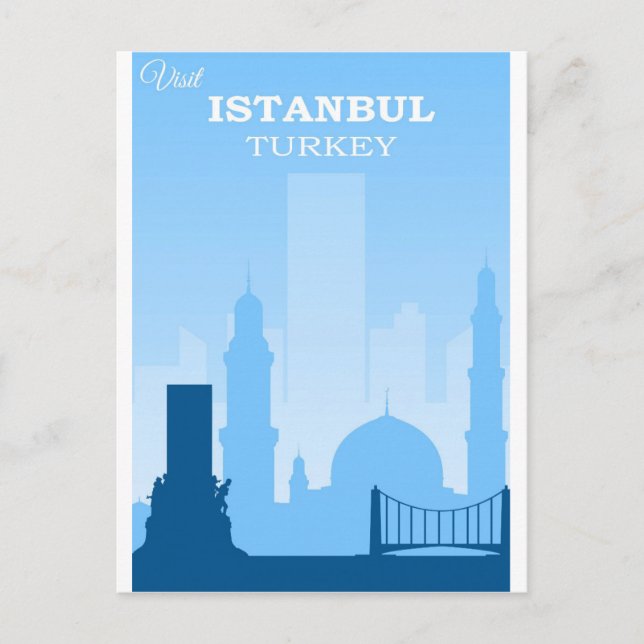 Istanbul Turkey Vintage Travel Poster Postcard (Front)