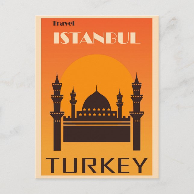 Istanbul Turkey Vintage Travel Poster Postcard (Front)