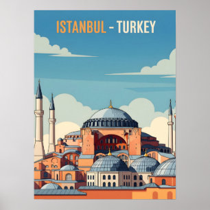 Istanbul Turkey with hagia Sophia and minarets Poster