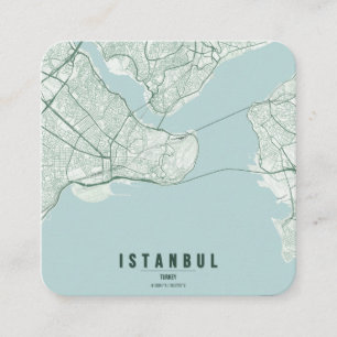 Istanbul, Türkiye City Map & Custom Text Square Business Card