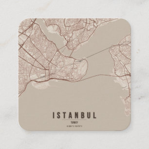 Istanbul, Türkiye City Map & Custom Text Square Business Card