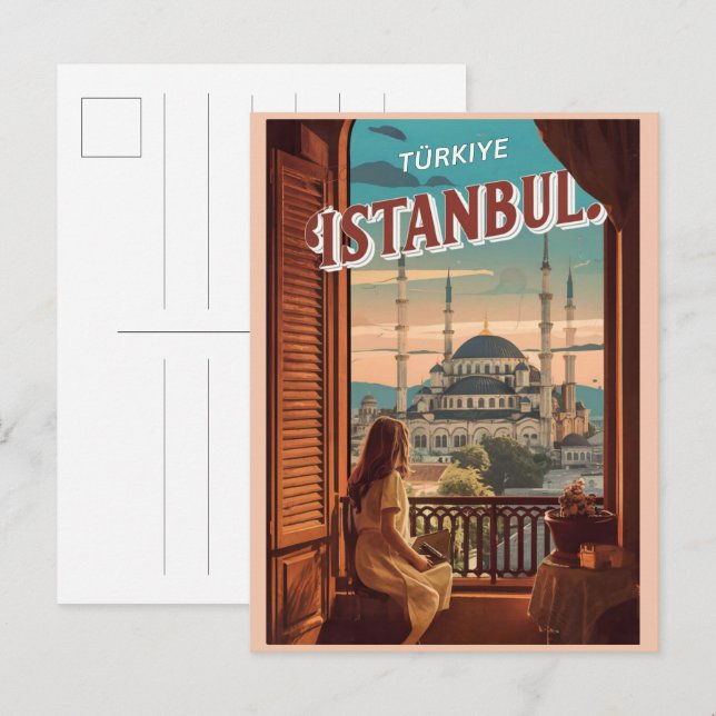 Istanbul turkiye travel vintage souvenirs gifts postcard (Front/Back)